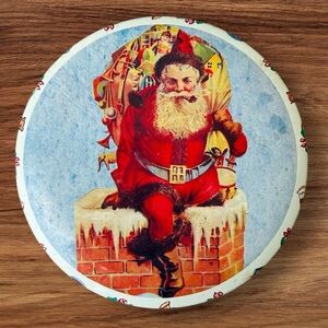 ✅ 5 for $25 - Vintage Tin Santa Night Before Christmas, Small 3.8”